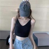 ราคา SGH0111 เสื้อสายเดี่ยว ผ้าไหมพรม ไหมพรมร่องใหญ่ เสื้อครอปสีพื้น ไหมพรมคอสามเหลี่ยม (16282790730)