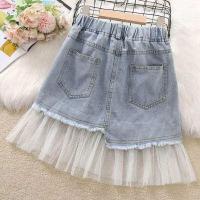 ราคา SUKAL กระโปรงยีนส์เด็กผู้หญิง กระโปรงยีนส์สำหรับเด็กโต กระโปรงยีนส์สั้นเด็กหญิง กระโปรงยีนส์ผ้าตาข่ายเด็กหญิง กระโปรงยีนส์ลูกไม้เด็กหญิง (18473676227)