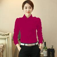ราคา เสื้อเชิ้ตผ้าชีฟองสีขาวคอบัวชายระบายสไตล์เกาหลีแบบใหม่ฤดูใบไม้ผลิชุดทำงานแขนยาวสำหรับผู้หญิงเสื้อตัวในเข้ารูป (11998044754)