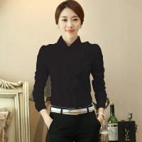 ราคา เสื้อเชิ้ตผ้าชีฟองสีขาวคอบัวชายระบายสไตล์เกาหลีแบบใหม่ฤดูใบไม้ผลิชุดทำงานแขนยาวสำหรับผู้หญิงเสื้อตัวในเข้ารูป (11998044735)