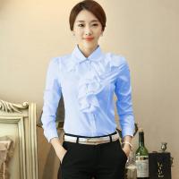 ราคา เสื้อเชิ้ตผ้าชีฟองสีขาวคอบัวชายระบายสไตล์เกาหลีแบบใหม่ฤดูใบไม้ผลิชุดทำงานแขนยาวสำหรับผู้หญิงเสื้อตัวในเข้ารูป (11998044729)