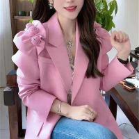 ราคา ใหม่น้ำหอมขนาดเล็กสไตล์เสื้อแจ็กเก็ตสูทผู้หญิงคอร์เซ็ทแฟชั่นลายดอกไม้เสื้อเบลเซอร์ทรงหลวมสำหรับผู้หญิง (14306511811)