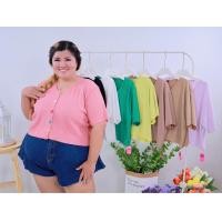 ราคา เสื้อยืดแฟชั่นแต่งกระดุมดอกไม้ แฟชั่นสาวอวบ ผ้ายืด ผ้าทอฟฟี่ ไซส์ใหญ่ เสื้อครอป ทรงสวย อก 56 นิ้ว A933 งานเสื้อผ้าแฟชั่นสาวอวบ (18997833120)