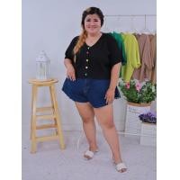 ราคา เสื้อยืดแฟชั่นแต่งกระดุมดอกไม้ แฟชั่นสาวอวบ ผ้ายืด ผ้าทอฟฟี่ ไซส์ใหญ่ เสื้อครอป ทรงสวย อก 56 นิ้ว A933 งานเสื้อผ้าแฟชั่นสาวอวบ (18997833123)