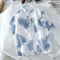 ราคา เสื้อเชิ้ตแขนสั้นทรงหลวมสำหรับผู้ชาย เสื้อพิมพ์ลายหนังสือพิมพ์แฟชั่นสำหรับฤดูร้อนชายหาดฮาวาย (12820464123)