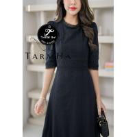 ราคา เดรสดำออกงาน S 6XL Dress เดรสสีดำผ้าฉลุลายแขนพอง งานป้าย Tarm Ha (19716937209)