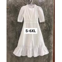 ราคา เดรสดำออกงาน S 6XL Dress เดรสสีดำผ้าฉลุลายแขนพอง งานป้าย Tarm Ha (19716937213)