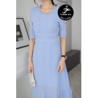ราคา เดรสดำออกงาน S 6XL Dress เดรสสีดำผ้าฉลุลายแขนพอง งานป้าย Tarm Ha (19716937239)