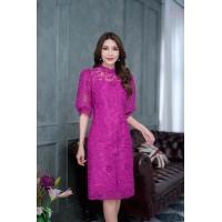 ราคา 2 สี เดรสลูกไม้ปักเลื่อมแขนพองสุดหรู เดรสออกงาน เดรสไปงาน สีชมพูกะปิ สีบานเย็นม่วง สีฟ้าคราม M 3XL เดรสหรู เดรสสวย (17193124751)