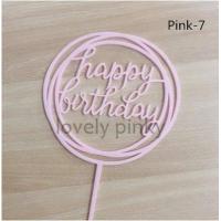 ราคา พร้อมส่ง ป้ายปักเค้ก สีชมพู pink ป้ายhbd ป้ายอะคริลิคปักเค้ก ป้ายhappybirthday ป้าย happy birthday (5301584624)