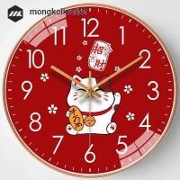 ราคา MK นาฬิกาแขวนผนัง นาฬิกาเลขชัด ขนาด12นิ้ว นาฬิกาติดผนังลายแมวให้โชค ทรงกลม เข็มเดินเรียบ เสียงเงียบ ประหยัดถ่าน (15451594647)