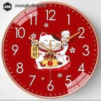 ราคา MK นาฬิกาแขวนผนัง นาฬิกาเลขชัด ขนาด12นิ้ว นาฬิกาติดผนังลายแมวให้โชค ทรงกลม เข็มเดินเรียบ เสียงเงียบ ประหยัดถ่าน (19212191309)