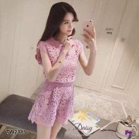 ราคา Chompoo Fashions ชุดเซ็ท ชุดเซท 2ชิ้น เสื้อ กางเกงขาสั้น ผ้าลูกไม้ลายไกล้เคียง เสื้อทรงหลวม ไหล่บ่าล้ำ สีเทา (19936698949)