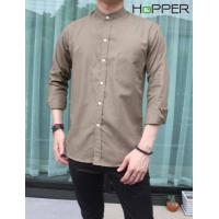 ราคา เสื้อเชิ้ตแขนยาวคอจีน ผ้า Oxford by Hopper Shop เสื้อเชิ้ตสีขาว ดำ กรม เทา ฟ้า (18432430937)
