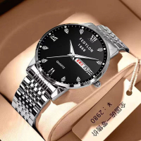 ราคา แสดง Maker Swiss ของแท้กันน้ำส่องสว่างนาฬิกาผู้ชายปฏิทินคู่อัตโนมัติไม่ใช่กลไกนาฬิกาแฟชั่นเข็มขัดเหล็กนาฬิกา (15465048674)