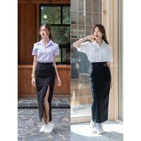 ราคา กระโปรงนัก กระโปรงทรงเอ ยาว36 ผ่าหน้า ผ่าหลัง ผ้ายืดฮานาโกะ (12684774725)