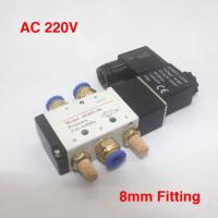 ราคา 4V210 08 5Way 2 Position Electric Solenoid Valve 1 4 Port Size DC24V DC12V AC220V Pneumatic parts air control valve 6 8 10 mm OD Quick fitting (12416703746)