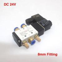 ราคา 4V210 08 5Way 2 Position Electric Solenoid Valve 1 4 Port Size DC24V DC12V AC220V Pneumatic parts air control valve 6 8 10 mm OD Quick fitting (12416703748)