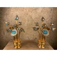 ราคา ดอกบัวปิดทอง 1 คู่ เจ๊า พานดอกบัว แจกันดอกบัว พานพุ่ม ดอกบัวไม้แกะสลักปิดทอง เล็ก (12592907768)