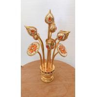 ราคา ดอกบัวปิดทอง 1 คู่ เจ๊า พานดอกบัว แจกันดอกบัว พานพุ่ม ดอกบัวไม้แกะสลักปิดทอง เล็ก (12592907767)