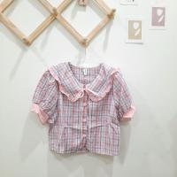 ราคา SALE พร้อมส่ง เสื้อคอบัวแต่งระบาย ลายสก็อต มี4 สี (19452217034)