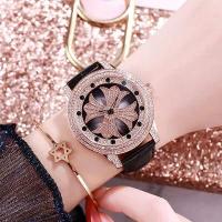 ราคา นาฬิกาผู้หญิงแฟชั่นแท้พร้อมกังหันลมเพชร360หมุน กันน้ำควอตซ์หน้าปัดเพชรแบบเต็มนาฬิกาผู้หญิงนาฬิกาหมุนนาฬิกาลำลอง (20229503291)