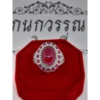 ราคา แหวนเงินเเท้92 5 ล้อมพลอยแดงทับทิมชาตั้ม พร้อมส่ง (16352583571)