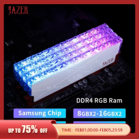 ราคา Jazer RGB RAM DDR4หน่วยความจำ8GB 16GB 16GBx2 8GBx2 DDR4ประสิทธิภาพการโอเวอร์คล็อก3200MHz 3600MHz สำหรับเดสก์ท็อป (21170986516)