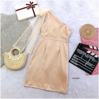 ราคา 16 19 ชุดออกงาน เดรสสั้นแต่งผ้าตาข่าย โบว์ไหล่ ชุดราตรี เดรสสาวอวบ สาวอวบ มีไซส์เล็ก ไซส์ใหญ่ ตะข่าย (18224462936)