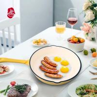 ราคา Enameled Cast Iron Skillet Red White Cast Iron Enameled Skillet White Cast Iron Pan Enamel Frying Pan BBQ Safe Pans Stovetop Induction Safe Red Nonstick Cast Iron Skillet (19490748479)