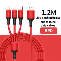 ราคา 3 in 1 ซิลิโคนเหลว USB Type C สายชาร์จ Micro USB สำหรับ iPhone Android ชาร์จโทรศัพท์มือถือสายเคเบิลข้อมูล (20500892144)