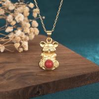 ราคา Her Lab Jewelry จี้เคลือบทองสำหรับผู้หญิงฝังพร้อมสร้อยคอลายสัตว์น่ารักเลียนแบบสร้อยคอทับทิมใต้ราศีแบบใหม่ (20775069257)