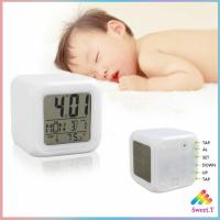 ราคา นาฬิกาทรงลูกเต๋า ตั้งโต๊ะดิจิตอลพร้อมไฟ LED แสดงเวลา วันที่ เดือน สัปดาห์ วัดอุณหภูมิได้ LED Desk Clock มีสินค้าพร้อมส่ง Sweet T (13701663908)