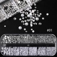 ราคา BORN PRETTY 12 Grids White Pearls For Nails Silver Bead Nail Art Charms Flatback 3D Crystals Rhinestones Nail Accessories Decorations (19872343902)