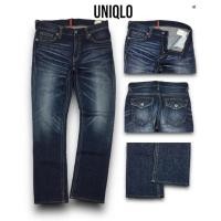 ราคา uniqlo Jeans กางเกง ยีนส์ ขา กระบอก เล็ก ฟอกสี สวยเหมือนในรูป ผ้าหนานุ่มเอว34ยาว42ปลา ยขา 8 (19451627425)