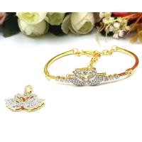 ราคา jewery33 k607 สร้อยข้อมือข้อมือหงส์คู่ งานทองไมครอน ฝังเพชร cz ยาว15 5 ปรับได้ (18222426569)