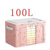 ราคา 100L กล่องเก็บของ กล่องผ้า กล่องเก็บผ้า กล่องใส่เสื้อผ้า กล่องเก็บเสื้อผ้าขนาด 100 L มี 2 สี พับเก็บได้ มีโครงเหล็ก มีซิปเปิด ปิด 2 ด้า fabric box folding box box multi purpose box 2 3 steel frames wi