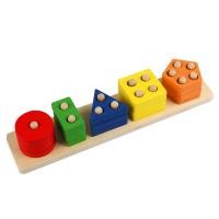 ราคา Montessori ไม้รูปทรงเรขาคณิตห้าชุดบล็อกประกอบการเรียนรู้ของเด็กของเล่นปริศนาเพื่อการศึกษาปฐมวัย (21357120343)
