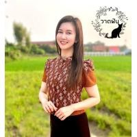 ราคา เสื้อผ้าฝ้ายผู้หญิง ผ้าฝ้ายพิมพ์ลายสีส้มอิฐ สีแดง สีบานเย็น (17654422535)