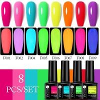 ราคา UR SUGAR 8ชิ้น เซ็ต Neon Reflective Glitter Gel Set Glow In Dark Fluorescent UV Gel Semi Permanent Nail Art Glitter Gel Polish (14112985272)