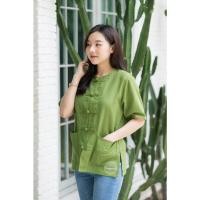 ราคา เสื้อพื้นเมืองผ้าฝ้ายทรงม่อฮ่อมกระดุม5เม็ด (19615972659)