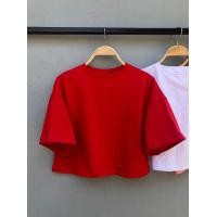 ราคา เสื้อครอปแขนสั้นสีพื้น ตัวละ 100 บาท (16234331311)