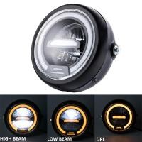ราคา Lampu depan LED มอเตอร์ไซค์ขนาด6 5นิ้วหลอดไฟหน้ากลมอเนกประสงค์สำหรับ Harley Sportster Cafe RACER bobber Honda CB400 (21170612818)