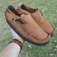 ราคา ส่งฟรี 8Uk 8 5Us 42eu Clarks Lager โทนสี MACARA SCRATCHED Classic Irish Boat Shoes Lugger Slip on Pre owned Authentic (21235399905)