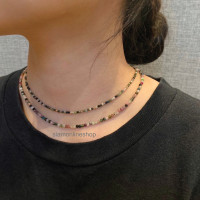 ราคา CHOKER สร้อยคอหิน ทัวมาลีน แบบเจียเหลี่ยม หินแท้ เลือกขนาดเม็ดหิน และความยาวได้ โชคเกอร์หิน tourmaline by siamonlineshop (20790966667)