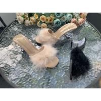 ราคา รองเท้าส้นแก้วสูง 2 5 นิ้ว คาดผ้าลูกฟูก แต่งขนฟรุ้งฟริ้งน่ารักๆ (15934357629)