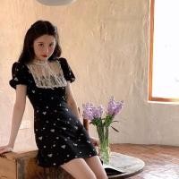 ราคา CHAWY Black floral minidress C4359 มินิเดรสสั้นสีดำ มินิเดรสสั้น (21390400723)