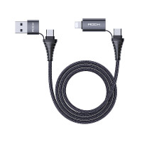 ราคา ROCK PD USB A Type C Lightning 1M สาย4in1 สายชาร์จไว 3A สายถัก ทนทาน ไม่ร้อน ขาดยาก สำหรับ Android iOS R12 (3629092267)