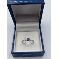 ราคา แหวนอเมทิสต์ พลอยแท้ เงินแท้ 925 เคลือบทองคำขาว (15544157607)