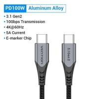 ราคา Vention สายเคเบิล PD Kabel USB C USB C 100W USB 3 1 Gen2ตัวผู้ไปยัง C ตัวผู้5A Kabel PD Cepat untuk Pro S20 4K 5A USB Tipe C Kabel Data Pengdaya (18074726604)
